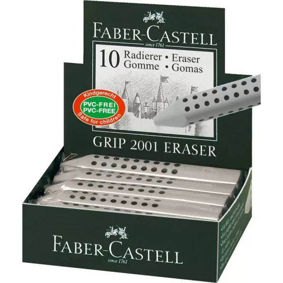 Radír FABER-CASTELL Grip 2001 háromszögletű 90x15x15mm szürke Radír FABER-CASTELL Grip 2001 háromszögletű 90x15x15mm szürke