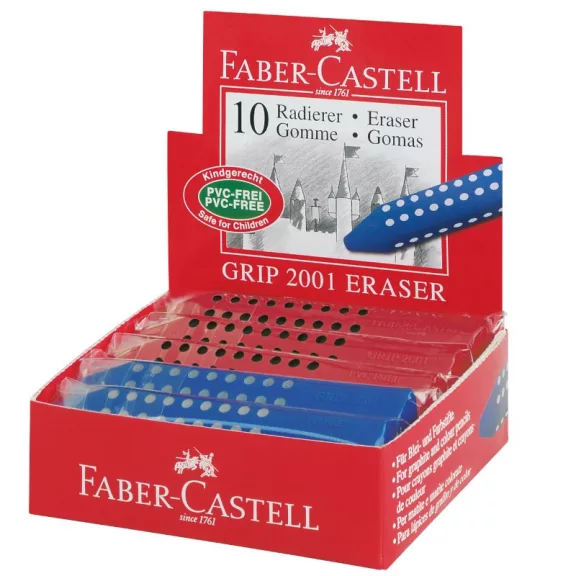 Radír FABER-CASTELL Grip 2001 háromszögletű 90x15x15mm piros/kék Radír FABER-CASTELL Grip 2001 háromszögletű 90x15x15mm piros/kék