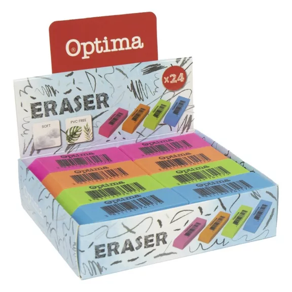 Radír OPTIMA neon 24 darabos