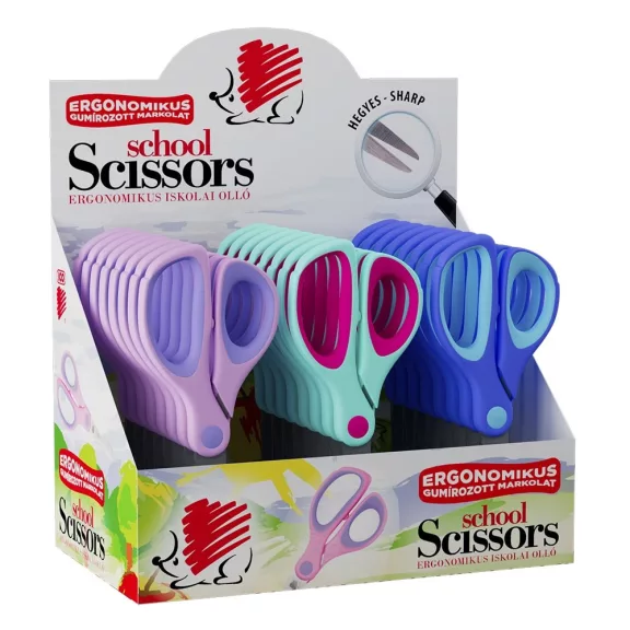 Olló iskolai ICO Süni 13cm hegyes ergonomikus Olló iskolai ICO Süni 13cm hegyes ergonomikus