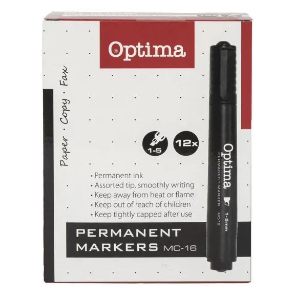 Alkoholos marker OPTIMA vágott fekete Alkoholos marker OPTIMA vágott fekete