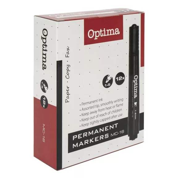 Alkoholos marker OPTIMA vágott fekete Alkoholos marker OPTIMA vágott fekete