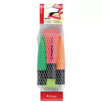 Szövegkiemelő készlet STABILO neon 4 darabos