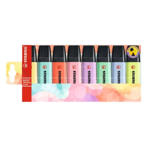 Szövegkiemelő készlet STABILO Boss Original Pastel 1-5mm 8 darabos Szövegkiemelő készlet STABILO Boss Original Pastel 1-5mm 8 darabos