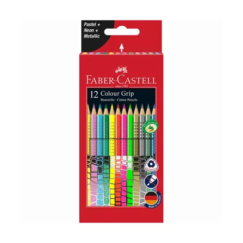 Színes ceruza FABER-CASTELL 2015 Colour Grip háromszögletű 12 darabos