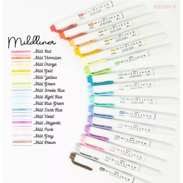   Szövegkiemelő készlet kétvégű ZEBRA Mildliner Cool&Refined, Fluorescent, Warm 1,4-4,0 mm 15 darabos készlet