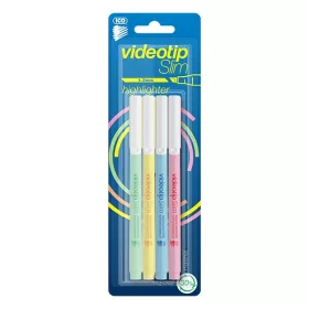   Szövegkiemelő készlet ICO Videotip slim pasztell 4 darabos