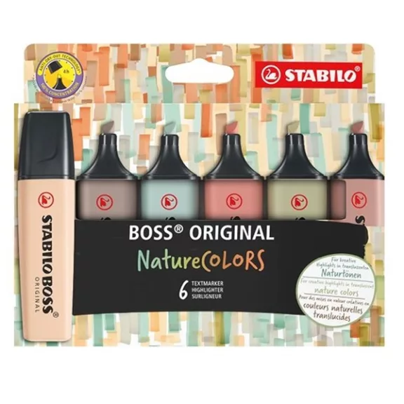 Szövegkiemelő készlet STABILO Boss NatureColors 6+2 darabos Szövegkiemelő készlet STABILO Boss NatureColors 6+2 darabos