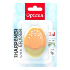   Hegyező és radír display OPTIMA 1 lyukú tartályos műanyag