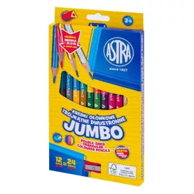   Színes ceruza ASTRA Jumbo hengeres duó kétvégű hegyezővel + arany/ezüst 12 darabos 24 színű