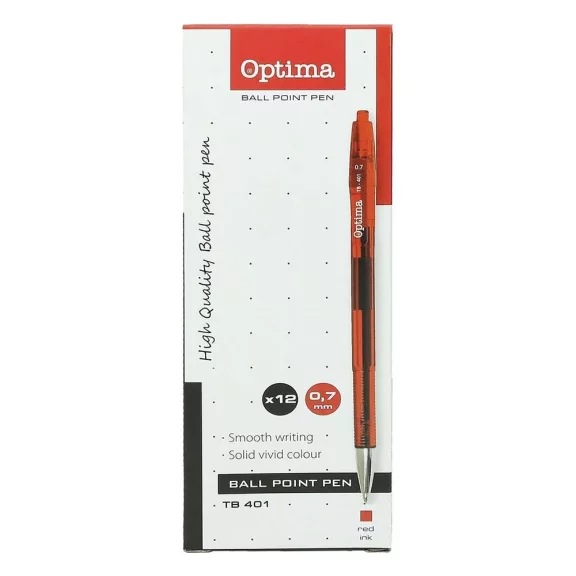 Golyóstoll OPTIMA nyomógombos TB 401 0,7 mm piros Golyóstoll OPTIMA nyomógombos TB 401 0,7 mm piros