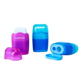   Hegyező NEBULO 2 lyukú tartályos radírral vegyes színekben