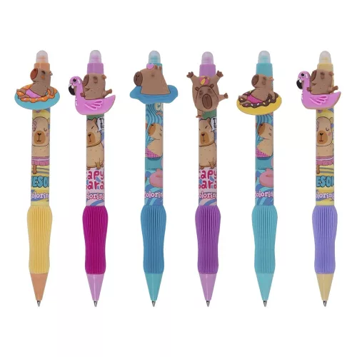 Golyóstoll COLORINO radírozható 3D Capybara 0,5 mm kék írásszín