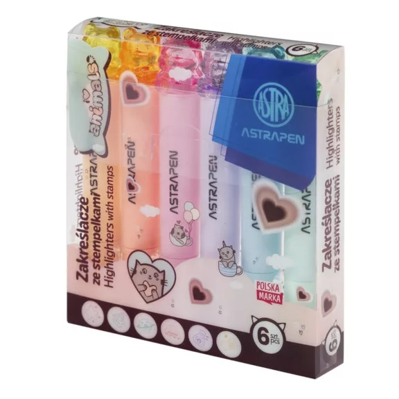 Szövegkiemelő ASTRA PEN Animals formabélyegzővel 6 színű Szövegkiemelő ASTRA PEN Animals formabélyegzővel 6 színű