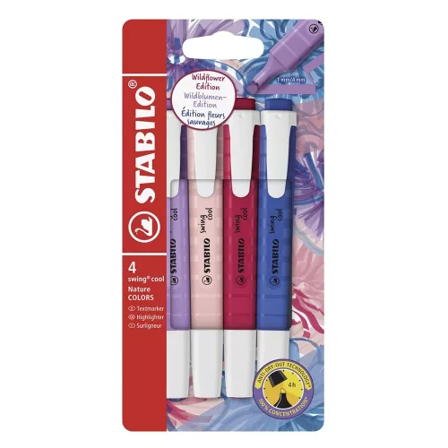 Szövegkiemelő STABILO Swing Cool NatureColors Wildflowers 4 darabos