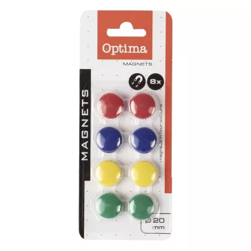 Táblamágnes OPTIMA 20mm 8 darabos vegyes színű