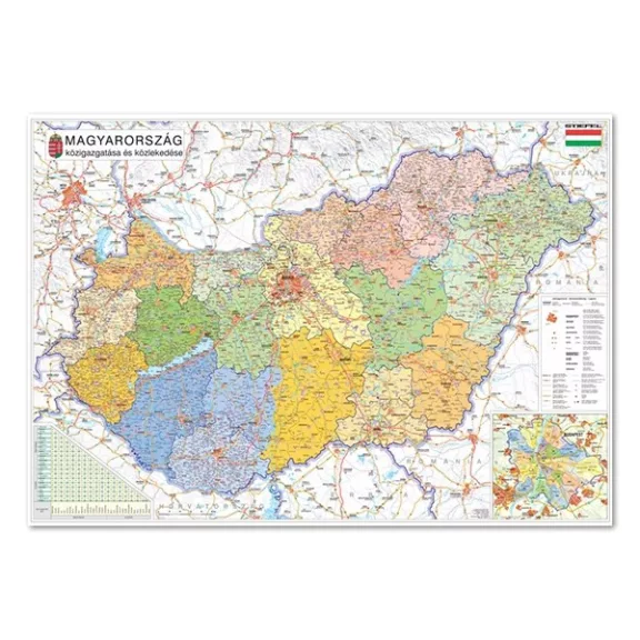 Térkép STIEFEL Magyarország közigazgatása 100 x 140 cm kiad.év 2021. Térkép STIEFEL Magyarország közigazgatása 100 x 140 cm kiad.év 2021.