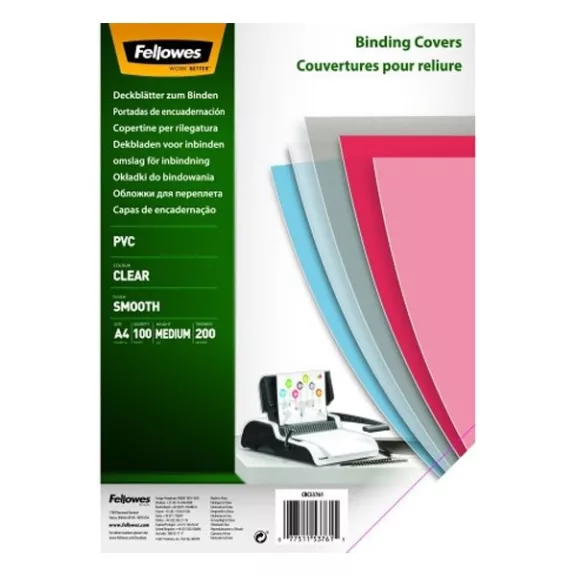 Előlap FELLOWES A/4 200 mikron víztiszta 100/csom Előlap FELLOWES A/4 200 mikron víztiszta 100/csom