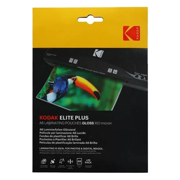 Lamináló fólia KODAK A/6 160 mikron fényes 25 lapos Lamináló fólia KODAK A/6 160 mikron fényes 25 lapos