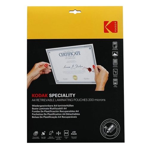 Lamináló fólia KODAK A/4 200 mikron újrahasználható 10 lapos