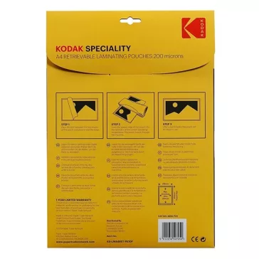   Lamináló fólia KODAK A/4 200 mikron újrahasználható 10 lapos