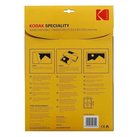 Lamináló fólia KODAK A/4 200 mikron újrahasználható 10 lapos Lamináló fólia KODAK A/4 200 mikron újrahasználható 10 lapos