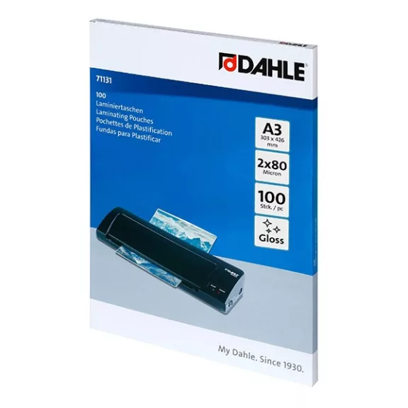 Lamináló fólia DAHLE 71131 A/3 80 mikron fényes 100/csomag Lamináló fólia DAHLE 71131 A/3 80 mikron fényes 100/csomag