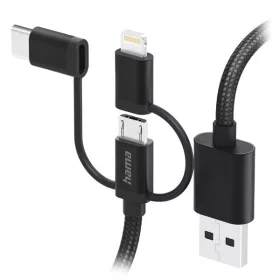   Adatkábel HAMA USB-A + Micro-USB/USB-C/Lightning 3in1 1,5m fekete