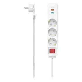   Kábel hosszabbító HAMA 3 aljzat + USB-C/USB-A 1,4m kapcsolóval fehér