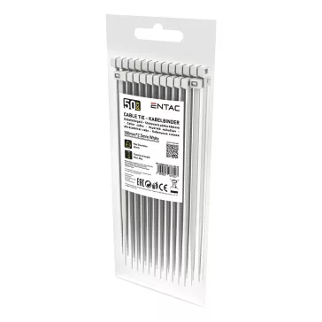   Kábelkötegelő-gyorskötöző ENTAC 100mm x 2,5mm fehér 50 darabos