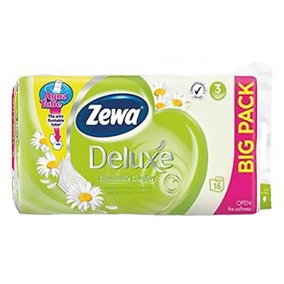 Toalettpapír ZEWA Deluxe Camomile 3 rétegű 16 tekercses Toalettpapír ZEWA Deluxe Camomile 3 rétegű 16 tekercses
