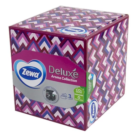 Papírzsebkendő ZEWA Deluxe 3 rétegű 60 darabos dobozos Aroma Collection Papírzsebkendő ZEWA Deluxe 3 rétegű 60 darabos dobozos Aroma Collection