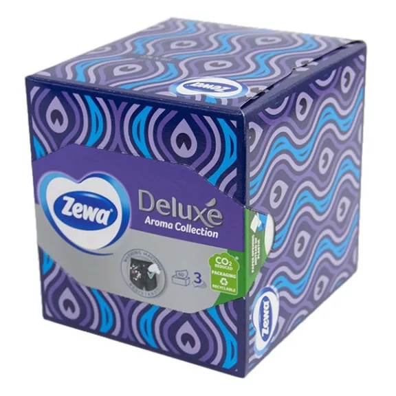 Papírzsebkendő ZEWA Deluxe 3 rétegű 60 darabos dobozos Aroma Collection Papírzsebkendő ZEWA Deluxe 3 rétegű 60 darabos dobozos Aroma Collection