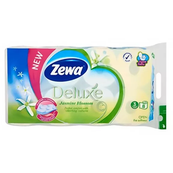 Toalettpapír ZEWA Deluxe Jasmine 3 rétegű 8 tekercses Toalettpapír ZEWA Deluxe Jasmine 3 rétegű 8 tekercses