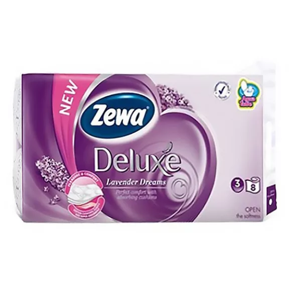 Toalettpapír ZEWA Deluxe Levendula 3 rétegű 8 tekercses Toalettpapír ZEWA Deluxe Levendula 3 rétegű 8 tekercses