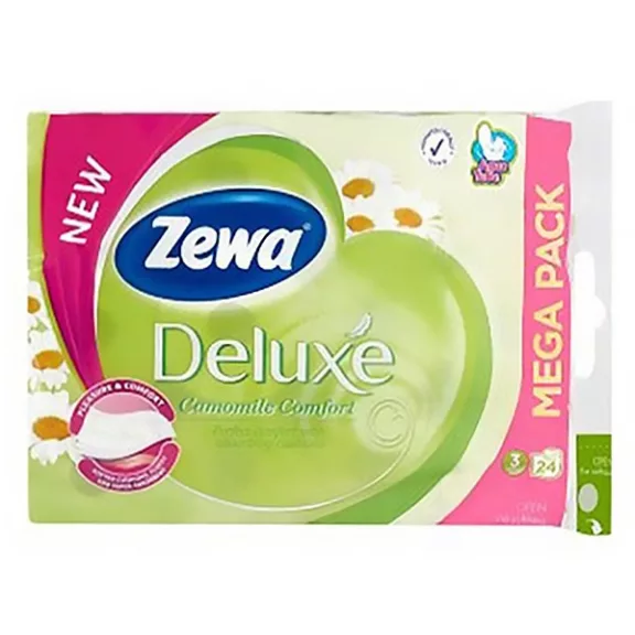 Toalettpapír ZEWA Deluxe Camomile 3 rétegű 24 tekercses Toalettpapír ZEWA Deluxe Camomile 3 rétegű 24 tekercses