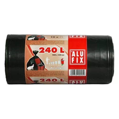 Szemeteszsák ALUFIX 240L 35 mikronos sittes tekercsben fekete 10 darabos