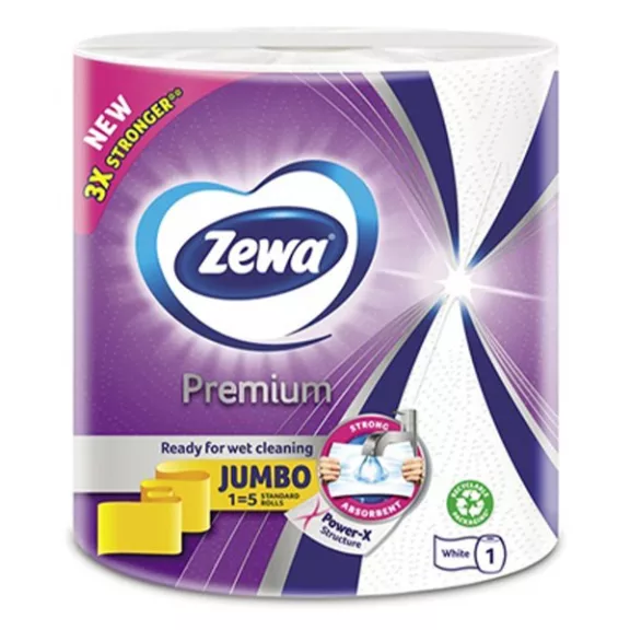 Kéztörlő tekercses háztartási ZEWA Premium Jumbo 230 lap 1 tekercses 3 rétegű Kéztörlő tekercses háztartási ZEWA Premium Jumbo 230 lap 1 tekercses 3 rétegű