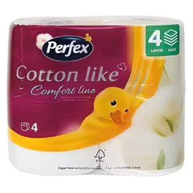   Toalettpapír PERFEX Cotton Comfort Line 3 rétegű 4 tekercses