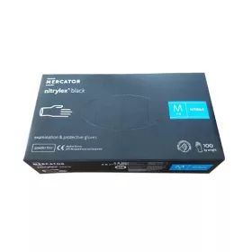   - Gumikesztyű egyszer használatos nitril púdermentes fekete M 100 darabos