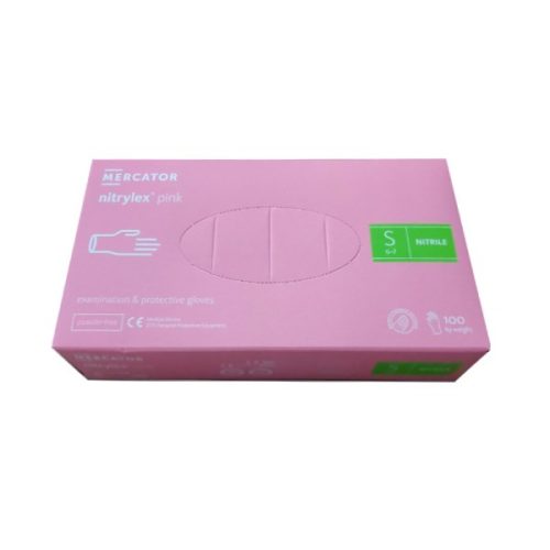 - Gumikesztyű egyszer használatos nitril púdermentes pink S 7