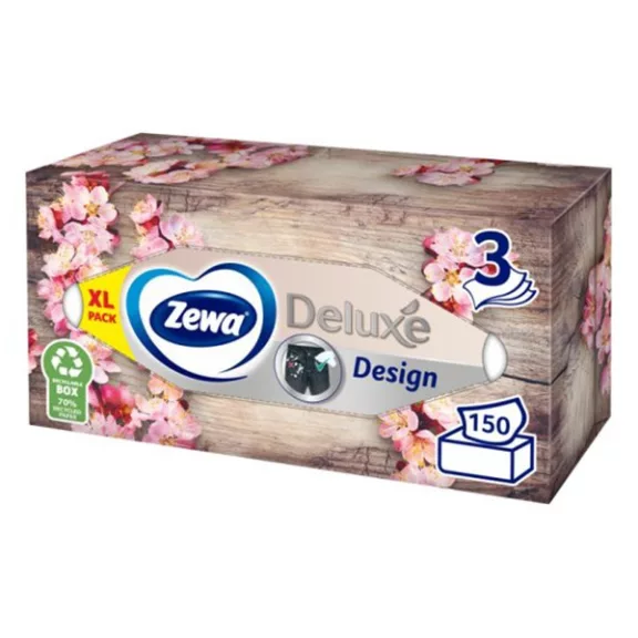 Papírzsebkendő ZEWA Deluxe 3 rétegű 150 darabos dobozos Papírzsebkendő ZEWA Deluxe 3 rétegű 150 darabos dobozos