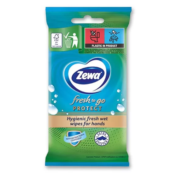Nedves kéztörlő ZEWA Protect 10 darabos Nedves kéztörlő ZEWA Protect 10 darabos
