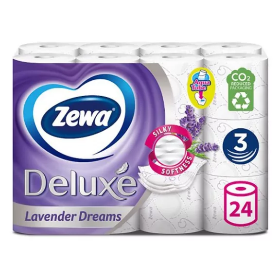 Toalettpapír ZEWA Deluxe Levendula 3 rétegű 24 tekercses Toalettpapír ZEWA Deluxe Levendula 3 rétegű 24 tekercses