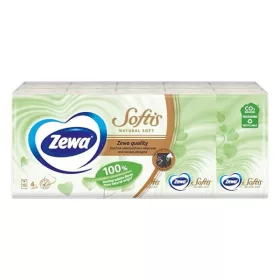   Papírzsebkendő ZEWA Softis Natural Soft 4 rétegű 10x9 darabos