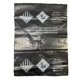   - Minősített ADR hulladék gyűjtőzsák újrahasznosított PE barcas 95 x125 cm 60mc fekete