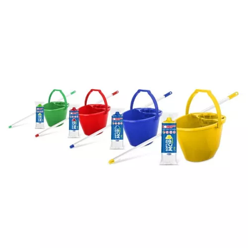 Felmosó szett BONUS extra vödör 11L+ 120cm nyél + softmop pótfej kék