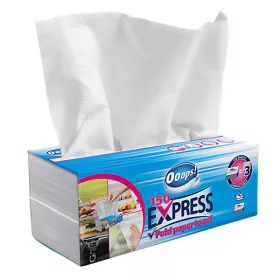   Kéztörlő hajtogatott OOOPS! Express ("V") 25x21 cm 150 lap 2 rétegű fehér 12 doboz/karton
