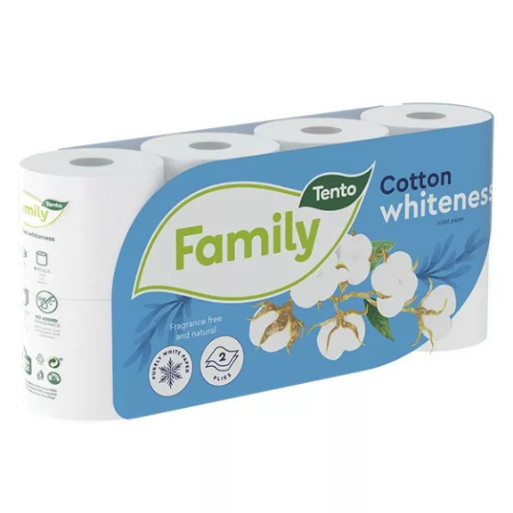 Toalettpapír TENTO Family cotton white fehér 2 rétegű 8 tekercses Toalettpapír TENTO Family cotton white fehér 2 rétegű 8 tekercses