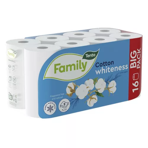 Toalettpapír TENTO Family cotton white fehér 16 tekercses 2 rétegű